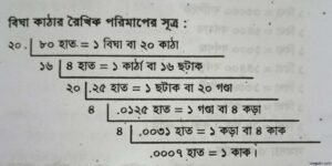 বিঘা কাঠার সূত্রাবলী