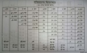 খতিয়ানের হিস্যার হিসাব